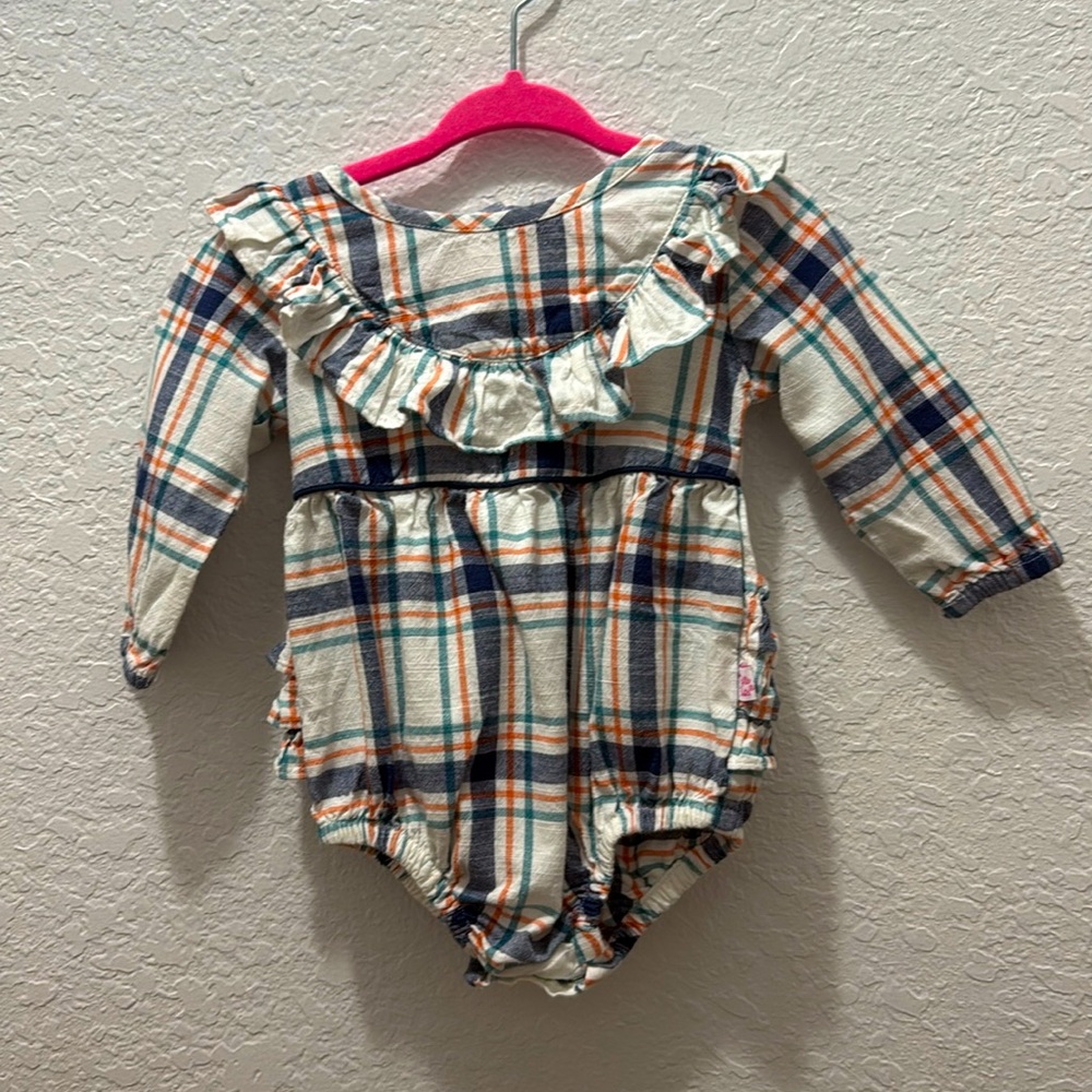 Beautiful fall plaid baby romper